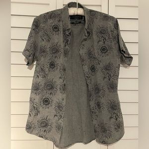 NYC Descendent Sunflower Gray Grey Button Up Shirt